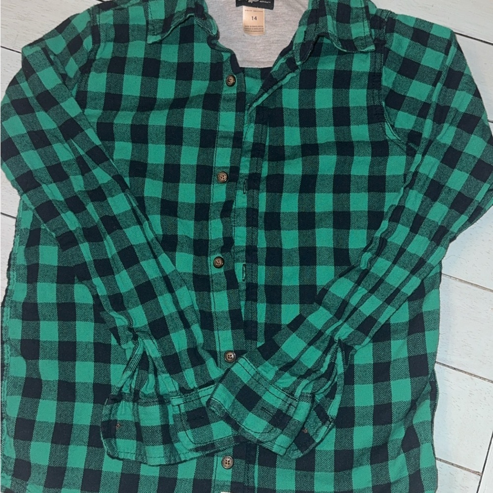 GAP KIDS | Y2K Boys Denim Jeans Plaid Button Down Polo Rugby Top Bundle SZ 12/14 - Picture 5 of 6